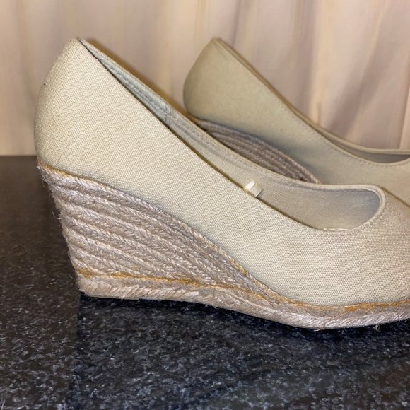 Beige Canvas Wedges - Picture 3 of 6